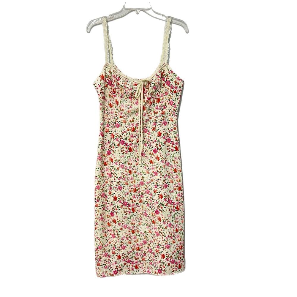 NEW Commence Midi Dress Size L Pink Floral Babydoll Milkmaid Garden Fairy Boho - Picture 2 of 13